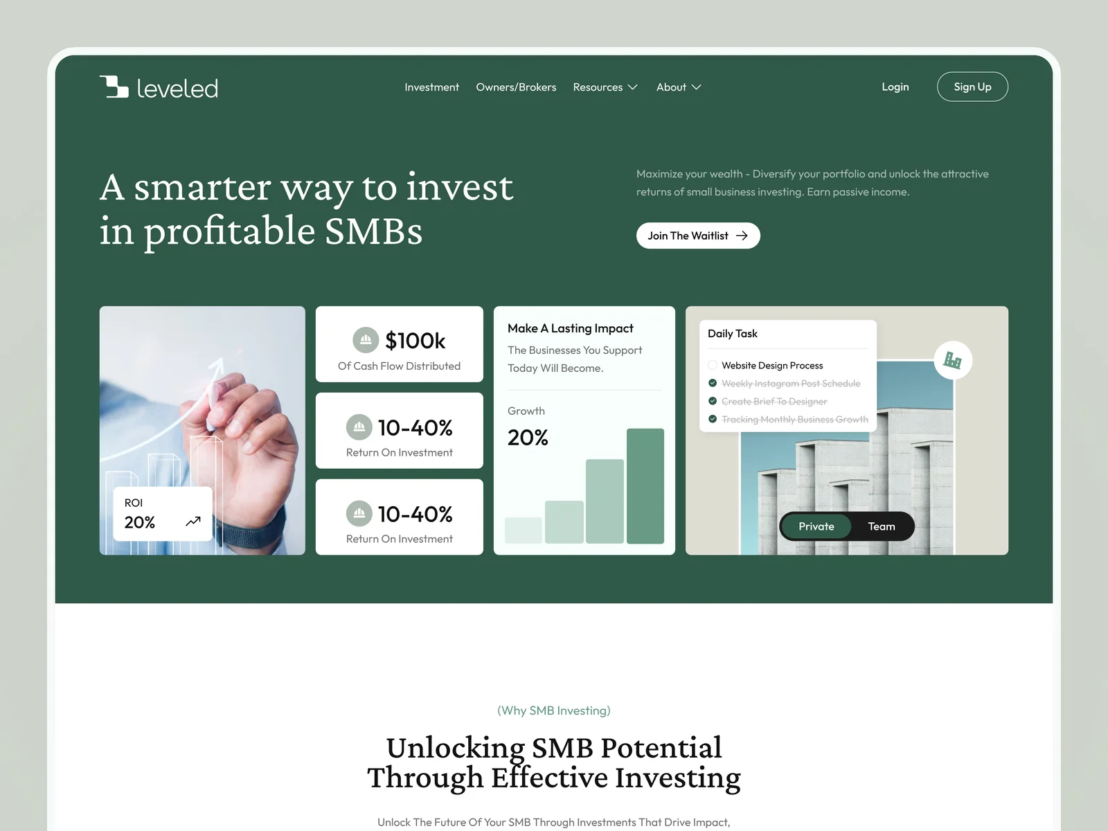 Leveled investment platform website